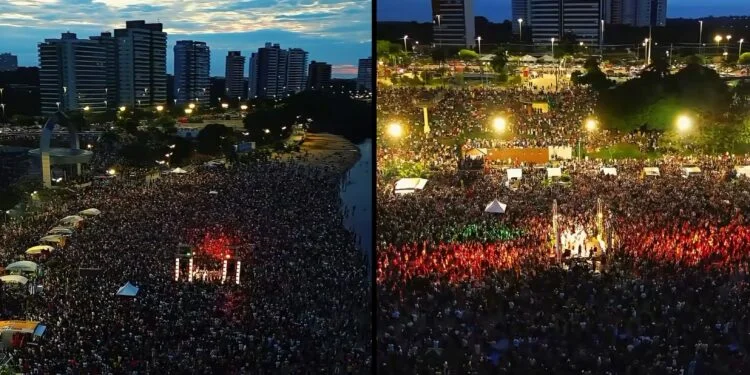 Milhares de fiéis lotam a Ponta Negra durante ‘Amanhecer Manaus’