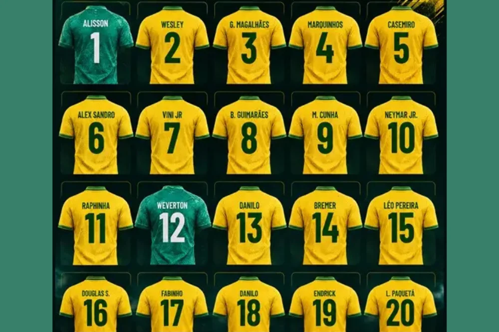 CBF divulga numeração da Seleção Brasileira para a Copa