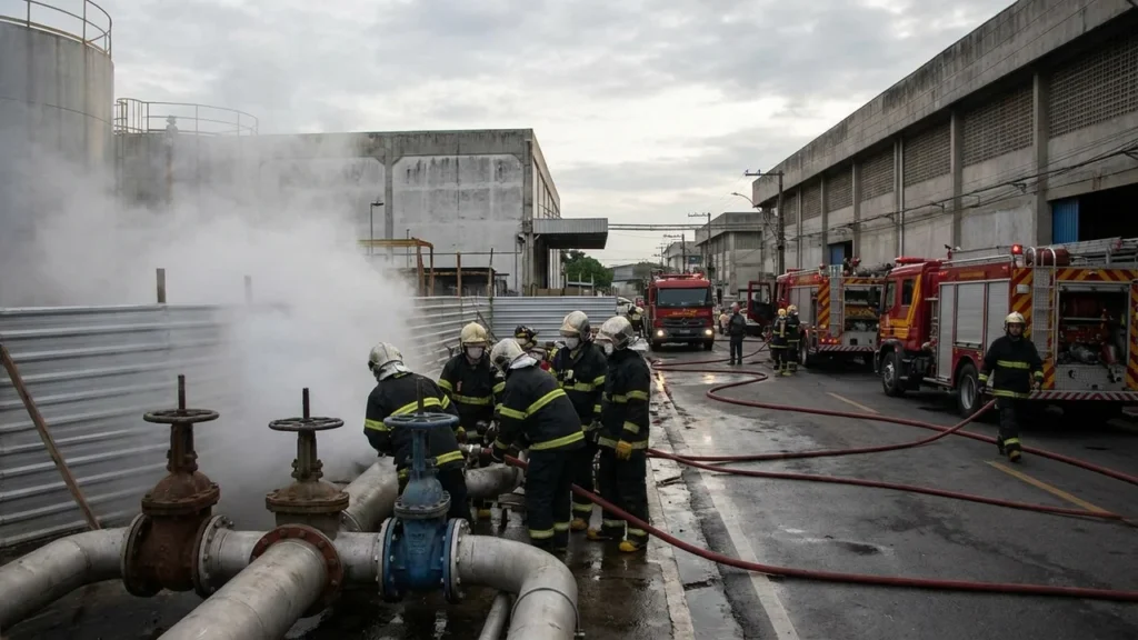 Bombeiros combatem vazamento de gás há quatorze horas em Manaus; Suframa cobra explicações