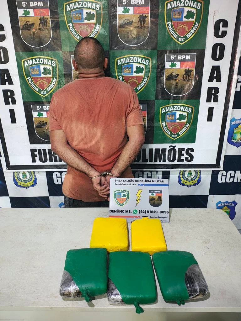 Polícia Militar prende homem com mais de cinco quilos de maconha em Coari